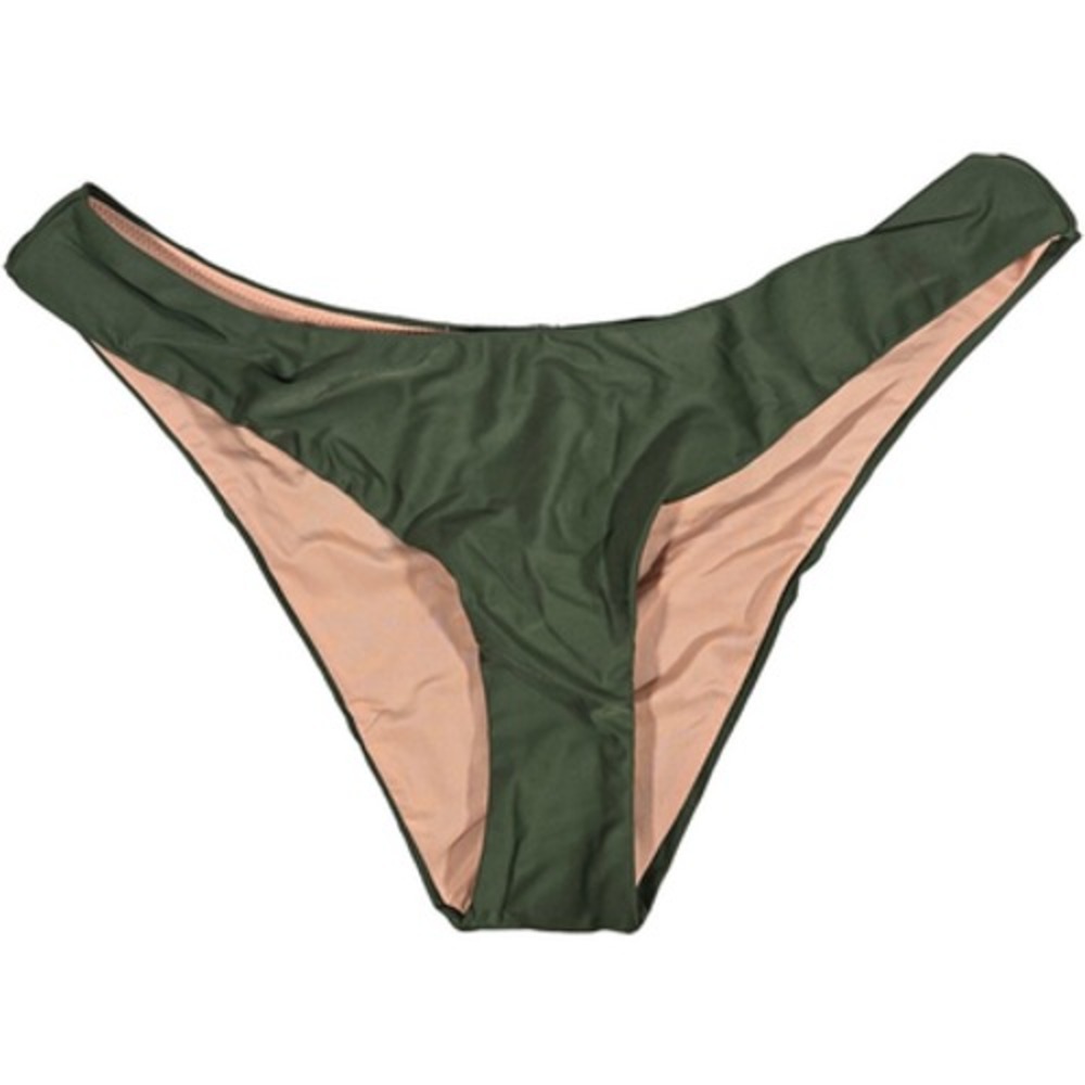 J. Crew‎ Curved-waist cheeky bikini bottom in Safari Green M NWT
